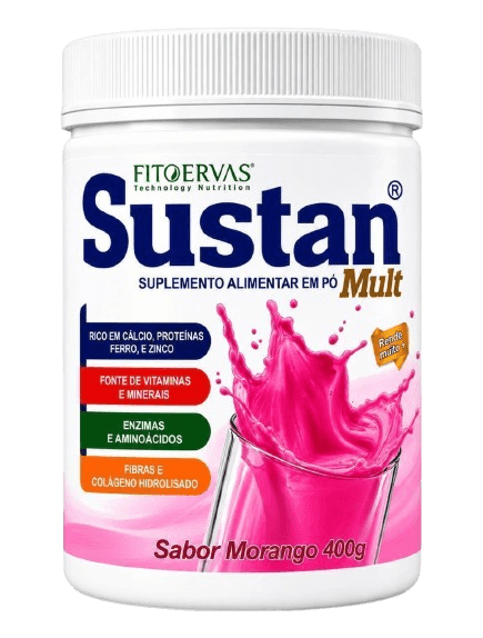 Sustan Mult 6 — Multivitamínico em Pó Sabor Morango — 400g