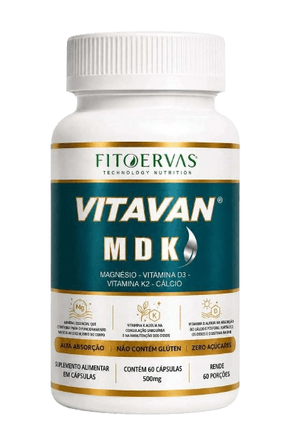Vitavan Cálcio MDK — Cálcio + D3 + K2 + Magnésio — 60 Cápsulas